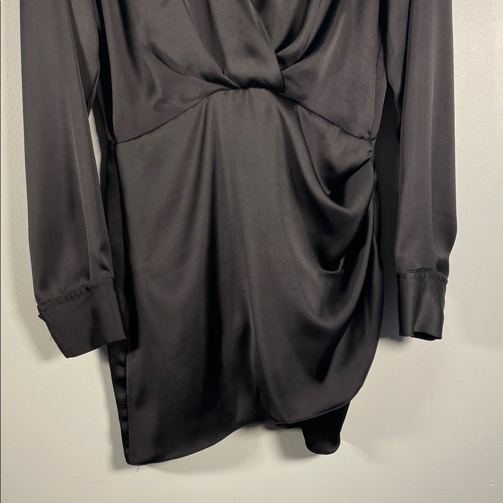 Zara Black Satin Asymmetrical Women's Dress Medium - Picture 8 of 12